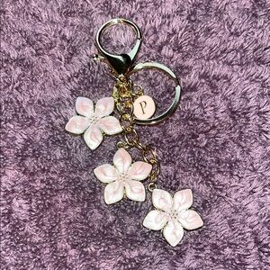 Floral Keychain/Purse Charm with Pink Accents. New!